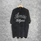 Amiri washed t-shirt letter padded printing short sleeves