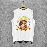 Amiri tank top gold lion print