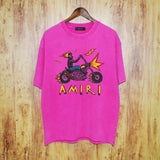 Amiri washed t-shirt motorcycle skull printing short sleeves