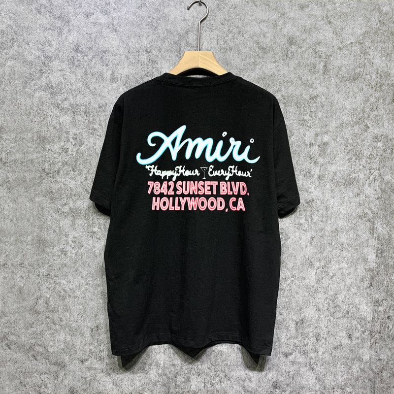 Amiri t shirts wine glass letterprinting short sleeves