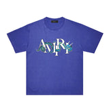 Amiri washed t-shirt letter dragon printing short sleeves