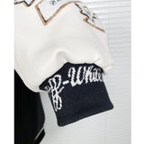 Off White Jacket Autumn/Winter OW Embroidered Hot Diamond Jacket Baseball Uniform