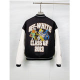 Off White Jacket Autumn/Winter OW Embroidered Hot Diamond Jacket Baseball Uniform