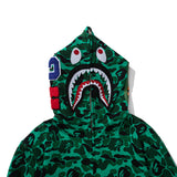 Bathing Ape Hoodie Shark Dark Green Camo Fleece Hooded Cardigan Sweater Jacket