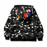 Bathing Ape Hoodie Luminous Camouflage Spotted Shark Double Hooded Zip Sweater