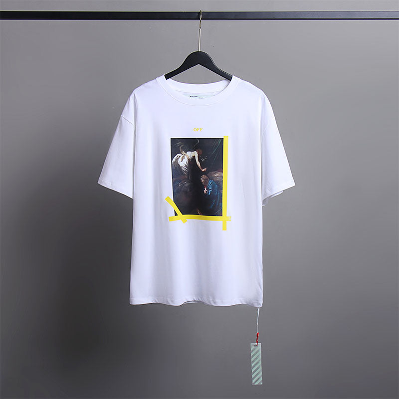 Off White T Shirts Religious Angel Oil Painting Short Sleeves