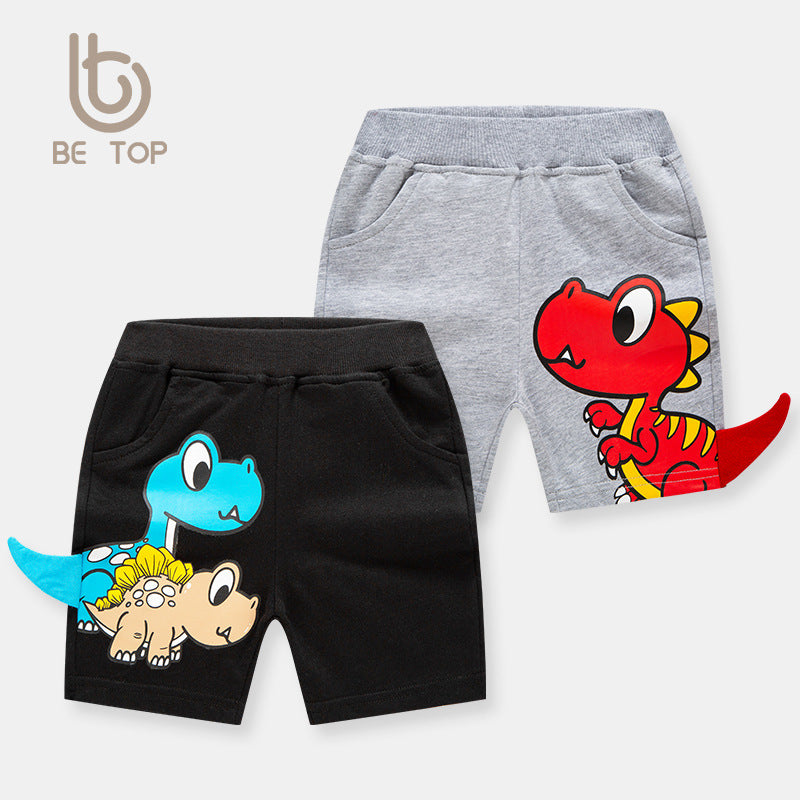 Boy Shorts Summer Boys' Three-Dimensional Cartoon Shorts Children's Fifth Pants Dinosaur Bottoms Pure Cotton Fashion
