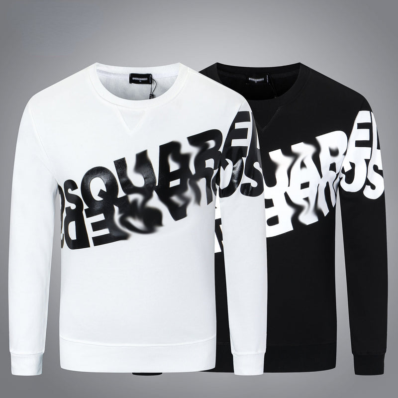 Dsq2 Hoodie DSQ Lian D2 Autumn and Winter Oblique Letter Print Sweatshirt Trendy Men