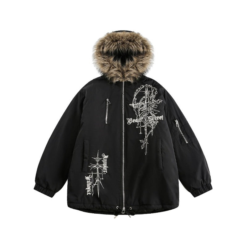 Unisex Down Jacket Men's Winter Fur Collar Jacket