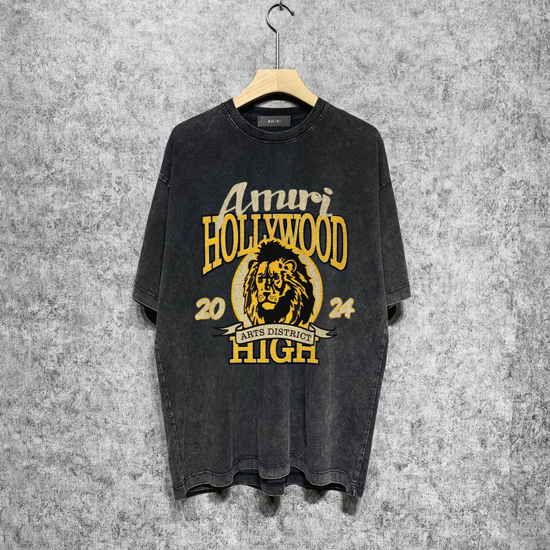 Amiri washed t-shirt lion printing short sleeves