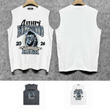 Amiri tank top blue lion printing