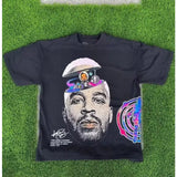 T-Shirt Vintage Portrait Letter Print Short Sleeve Men's