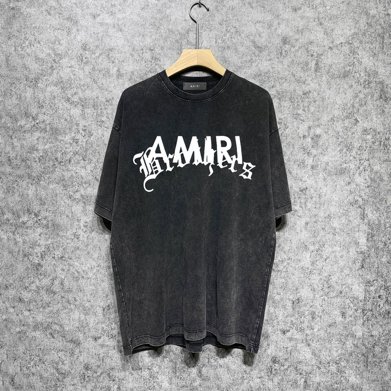 Amiri washed t-shirt letter cross printing short sleeves