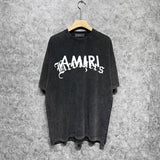 Amiri washed t-shirt letter cross printing short sleeves