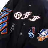 Off White Jacket Spring and Autumn OW Cartoon Animal Pattern Baseball Jacket Jacket