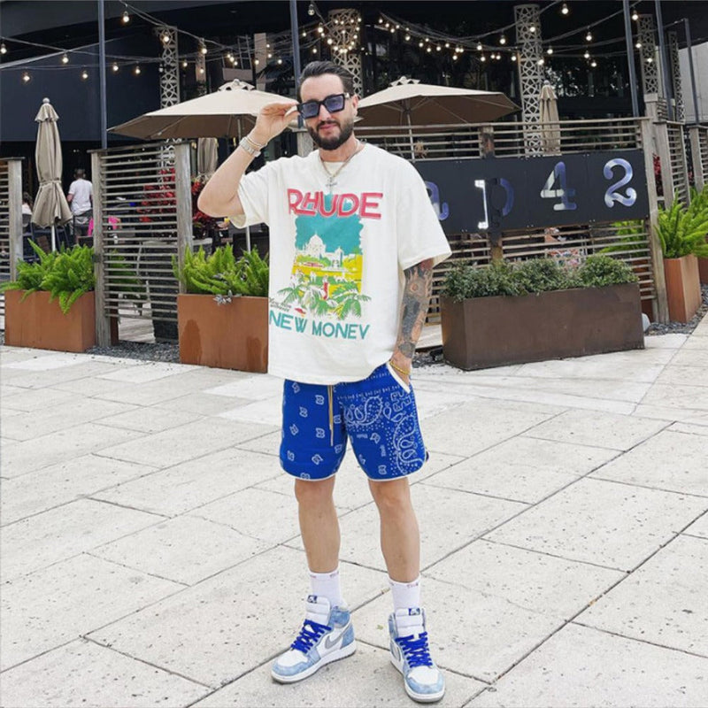 Rhude T Shirt Castle Coconut Letter Print Short Sleeve T-Shirt