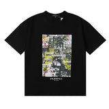 Purple Brand T Shirts Newspaper Printed Cotton Casual Short Sleeves Men and Women