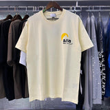 Rhude T Shirts Racing Printed Cotton Casual Short Sleeves Men and Women