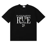 Rhude T Shirts Diamond Solid Color Letter Printing Cotton Casual Short Sleeve Men and Women