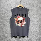 Amiri tank top flower skull printing