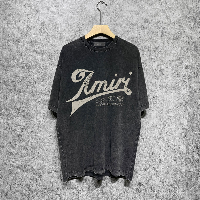 Amiri washed t-shirt distressed letter short sleeves
