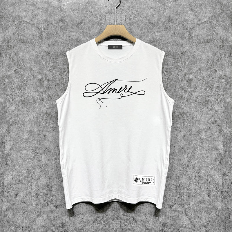 Amiri tank top needlework letterprinting