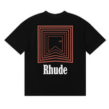 Rhude T Shirts Chevron Red Printed Cotton Casual Short Sleeve Men and Women