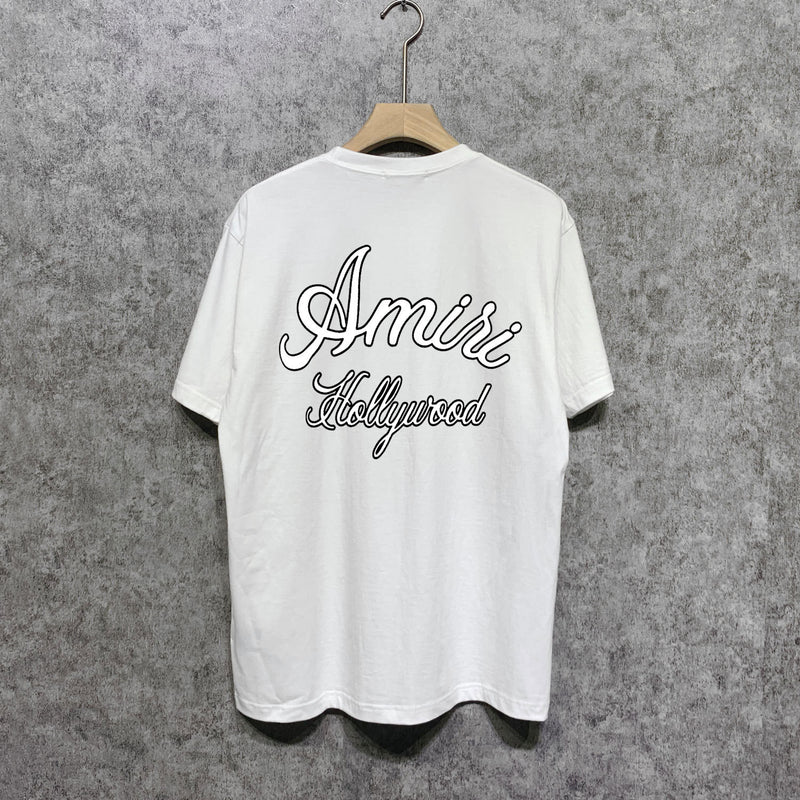 Amiri t shirts letter padded printing short sleeves