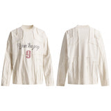 Unisex long-sleeved shirt patchwork raw edges