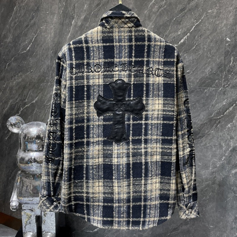 Chh Chrome Hearts T Shirts Men's Multi Shirt Embroidered Leather Retro Casual Long Sleeve Shirt