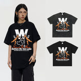 Vintage T-shirts Vintage Printed Short Sleeve T-Shirt Washed and Old Cotton