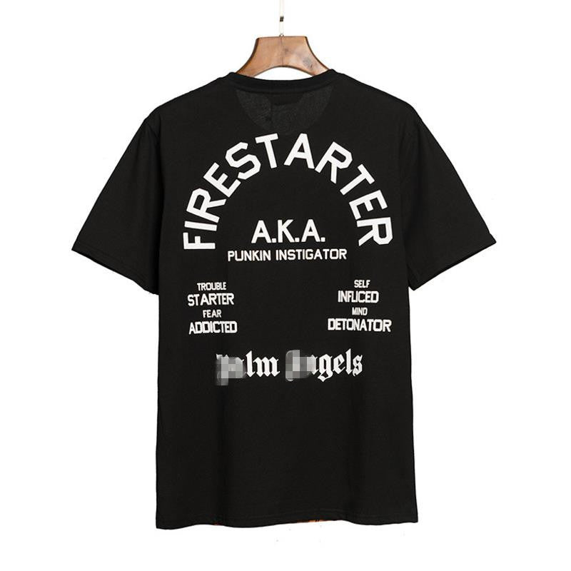 Palm Angels T Shirts Flame Skull Print T-shirt Loose Short Sleeve