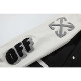 Off White Jacket Spring and Autumn OW Splicing Letter Pattern Baseball Jacket Jacket