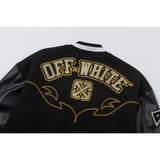 Off White Jacket Spring and Autumn OW Hot Diamond Letter Pattern Baseball Jacket Jacket