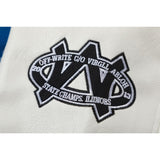 Off White Jacket Spring and Autumn, Cashew Flower Letter Pattern Baseball Jacket Jacket