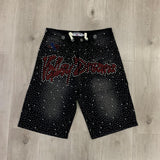 Valeforever Vale denim shorts Hotfix Rhinestones