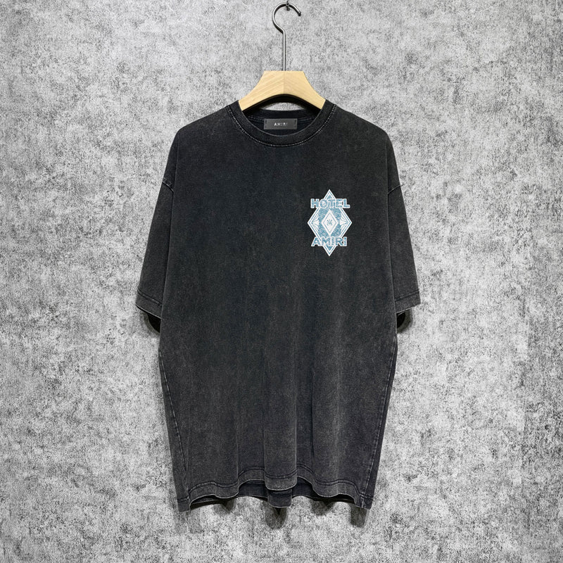 Amiri washed t-shirt medal set printing short sleeves