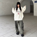 Unisex long-sleeved shirt patchwork raw edges