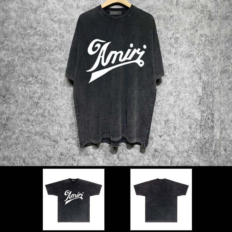Amiri washed t-shirt flowy letter short sleeves