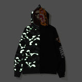 Bathing Ape Hoodie Shark Luminous Camouflage Jacket Men's Autumn and Winter Cardigan Zipper Embroidered Hooded Sweater