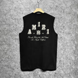 Amiri tank top bone white bone crack letterprinting