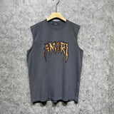 Amiri tank top splashed paint skeleton printing