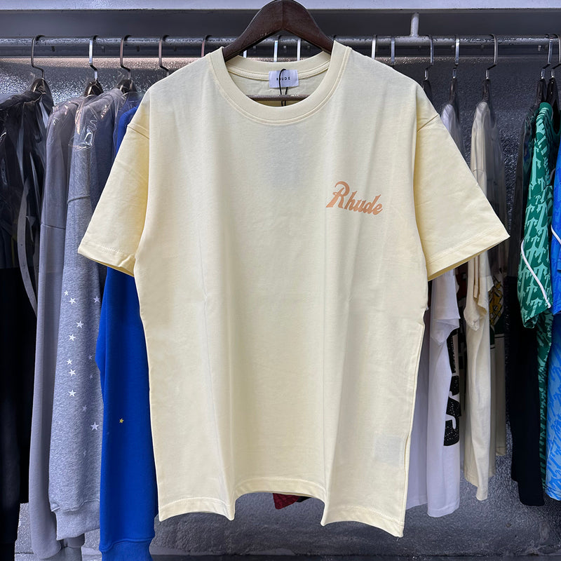 Rhude T Shirts Letter Printed Cotton Casual Short Sleeve Men and Women