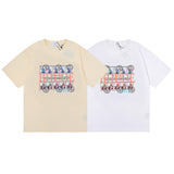 Rhude T Shirts Oil Painting Clock Coconut Tree Print Short Sleeves
