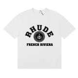 Rhude T Shirts French Cote d'Azur Printed Cotton Casual Short Sleeves Men and Women