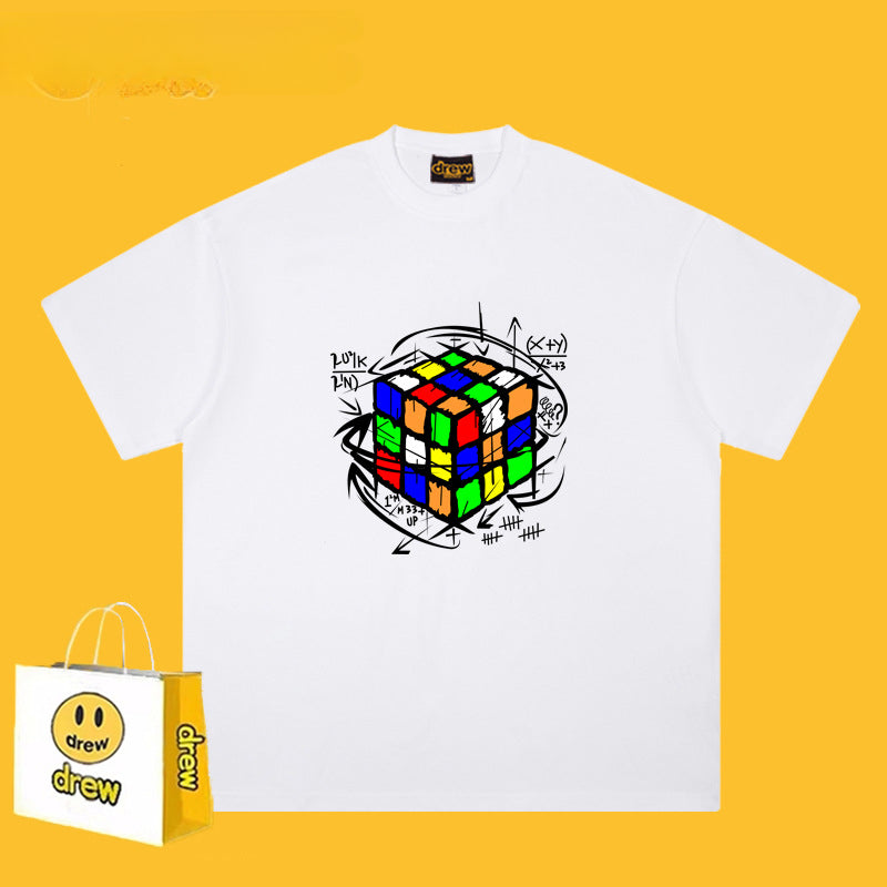 Drew T Shirts Short Sleeve Cube Graffiti Printing