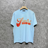 Amiri t shirts flame gold letterprinting short sleeves