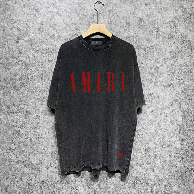 Amiri washed t-shirt letter small spider printing short sleeves