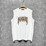 Amiri tank top splashed paint skeleton printing