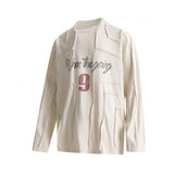 Unisex long-sleeved shirt patchwork raw edges